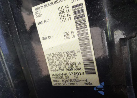 2011 Nissan Maxima 3.5 Sv z USA, uszkodzony, nr VIN 1N4AA5AP4BC826013